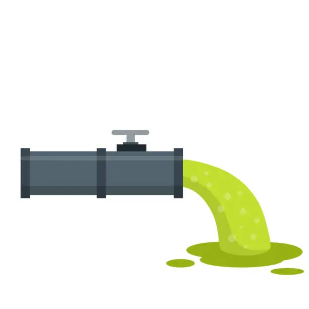 Vector illustration of Industrial discharge from the pipe.