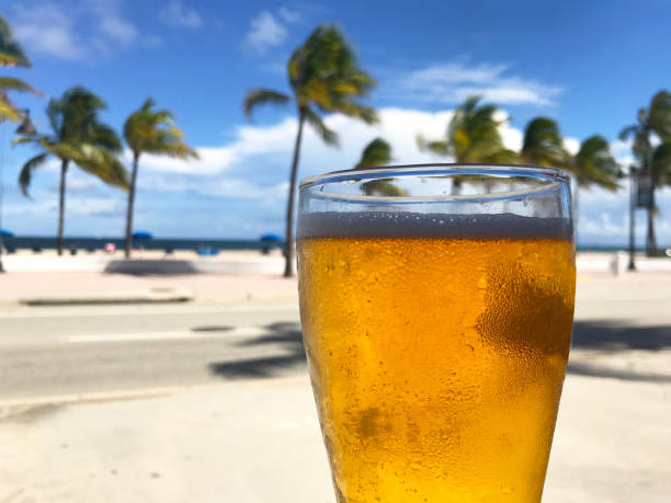 istock Ice cold beers under the palm tree on the tropical beach 1285883612