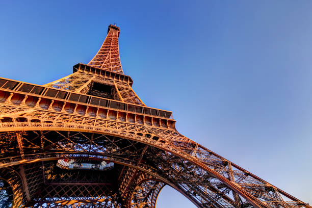 istock Architectural details of the Eiffel Tower  from below 1285885931