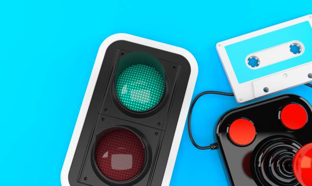 istock Green traffic light with joystick and cassette 1285886201