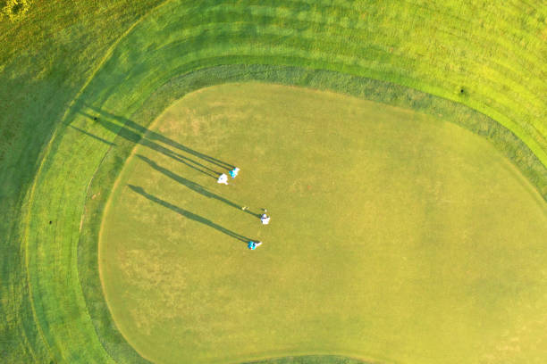 istock Aerial view Green Golf course in the morning. 1285887153