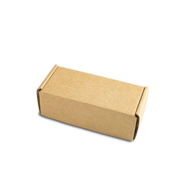 istock Cardboard brown box or Kraft package box isolated on a white background. with clipping paths. 1285888601
