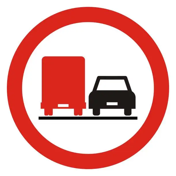 Vector illustration of No overtaking for trucks. Road traffic sign, eps.