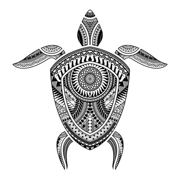 Vector illustration of polynesian tattoo turtle
