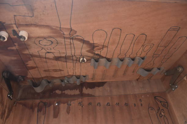 istock An old toolbox with marking for the location of each tool 1285892192