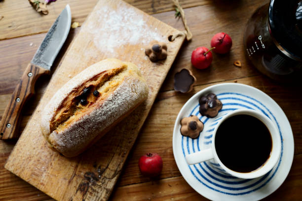 istock artisan raisins rye bread and coffee on table 1285894219