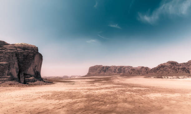 Wadi Rum - Red Desert with Jebel Khazali & El Qattar (duotone black & white)