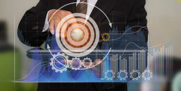 istock Communication graphic. The connection communicates with people in various societies through the Internet or online. 1285904466