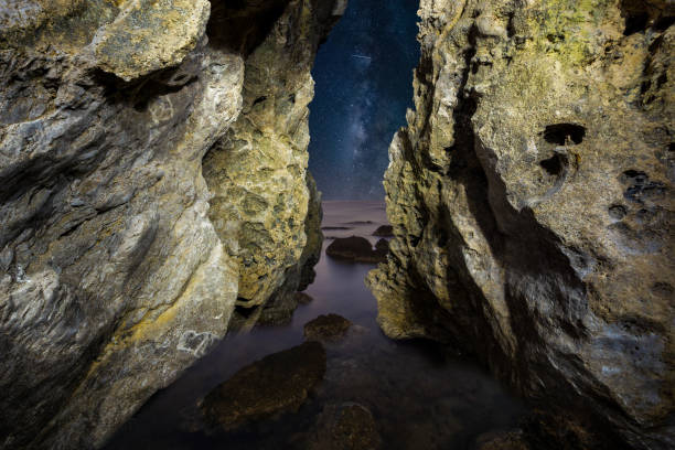 istock View from a rock grotto by the sea, Rhodos, Greece 1285904572