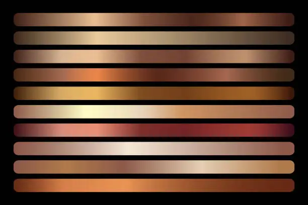 Vector illustration of Bronze metallic gradient vector set