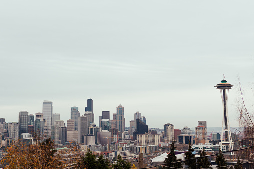 Downtown Seattle Washington on a winter cloudy day.