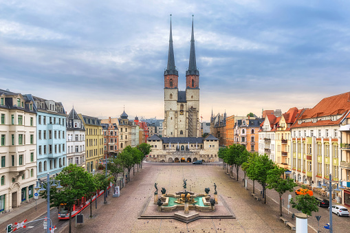 Hallmarkt square in Halle (Saale), Germany