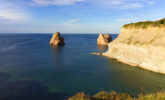 The Basque coast in Hendaye with the rocks called the twins