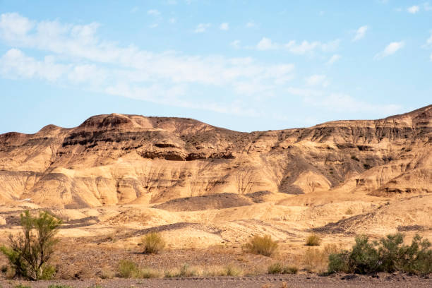 istock Charyn national park in Kazakhstan. Clouds background. Beautiful sand stone formations. Soil errosion. 1285911809