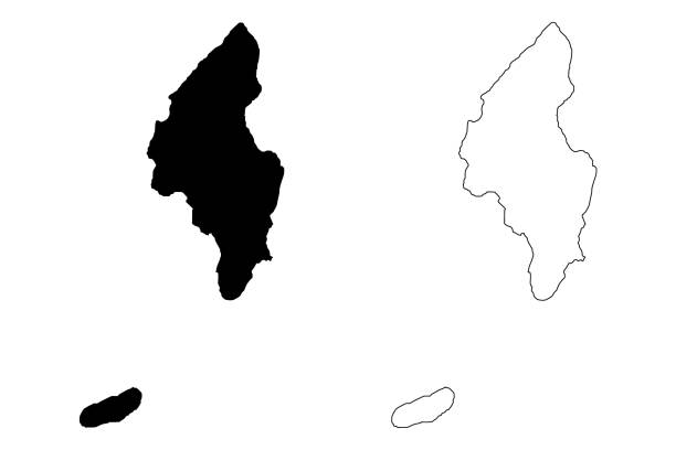 illustrations, cliparts, dessins animés et icônes de tinian municipality, commonwealth of the northern mariana islands (états-unis d’amérique, etats-unis, archipel des mariannes) carte vectorielle illustration, croquis griffonnage tinian et aguigan island carte - tinian