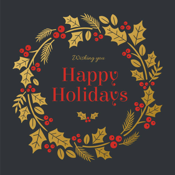 Holidays Card with wreath. Holidays Card with wreath. stock illustration wreathe stock illustrations