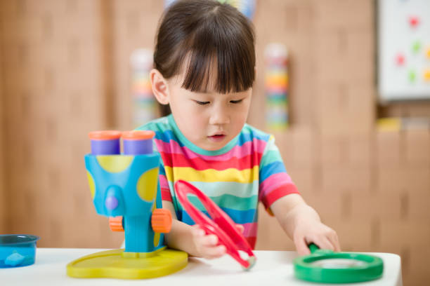 istock young girl play microscope for home schooling 1285913810