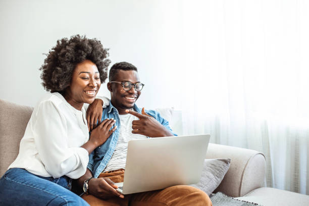 istock Man and woman are relaxing on couch. 1285914576
