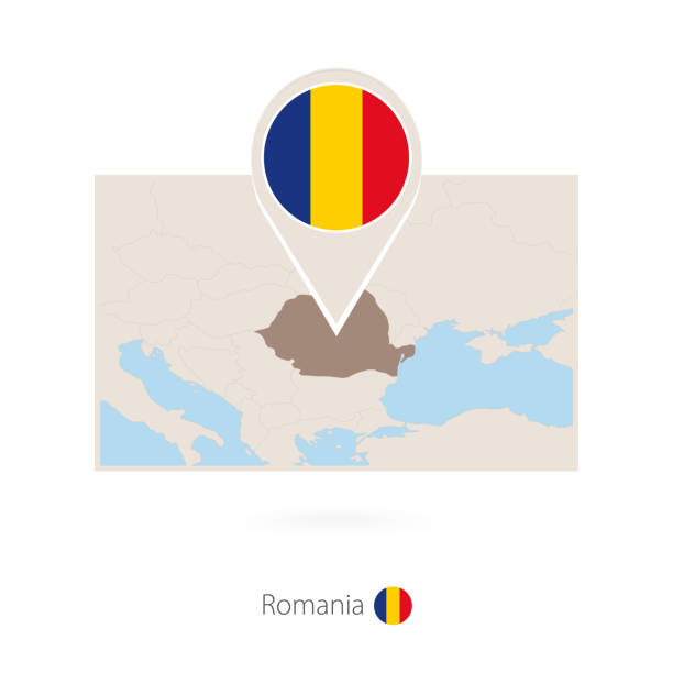 ilustrações de stock, clip art, desenhos animados e ícones de rectangular map of romania with pin icon of romania - constanta