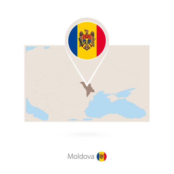 ilustraciones, imágenes clip art, dibujos animados e iconos de stock de mapa rectangular de moldavia con icono de pasador de moldavia - moldavia