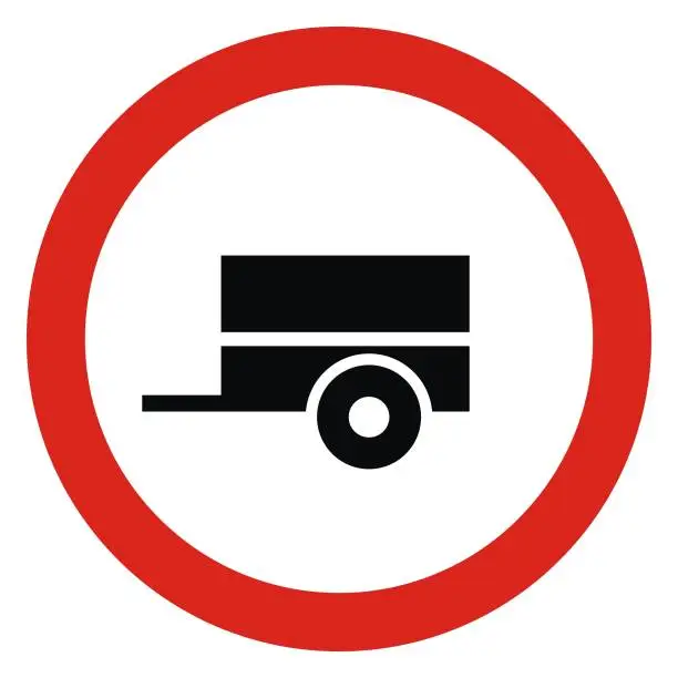 Vector illustration of No entry with trailer,road sign, eps.