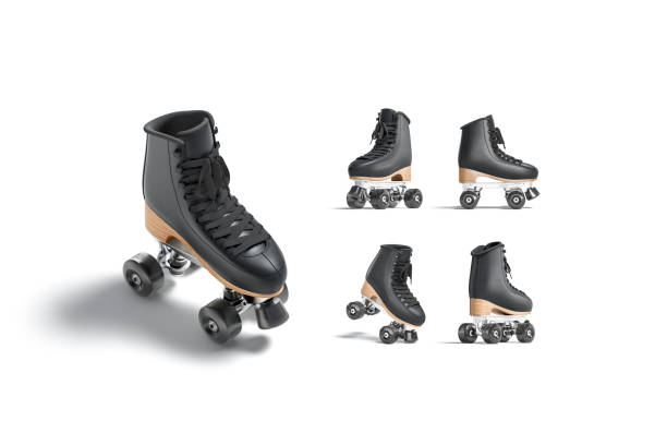 istock Blank black roller skates with wheels mock up, different views 1285917587
