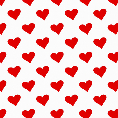 Seamless pattern of red hearts on a white background. Print, design. Valentine's day, love concept