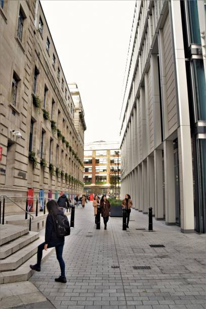 LSE, London School of Economics campus London, United Kingdom - November 13 2020: Street view of students at London School of Economics and Political Science, LSE. university of london photos stock pictures, royalty-free photos & images