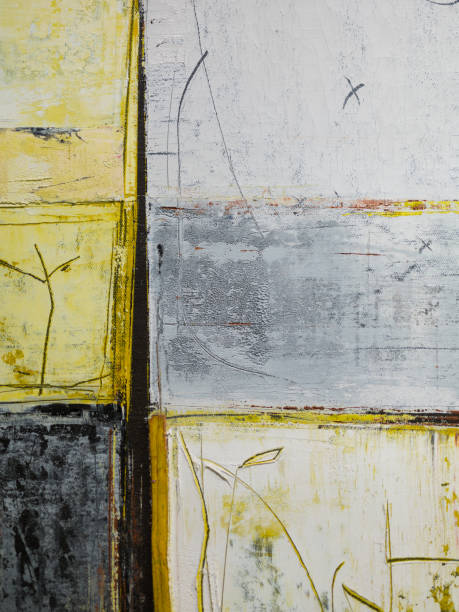 istock Paint on Canvas: Abstract Art in Yellow, Black, Gray and White - Background 1285920650