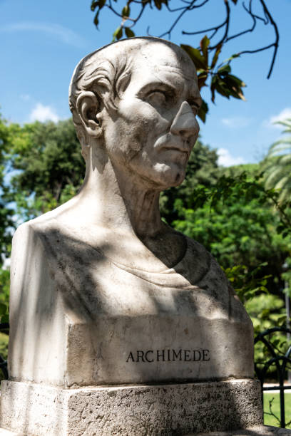 Bust of Greek scientist and mathematician Archimedes Bust of Greek scientist and mathematician Archimedes in the Borghese Gardens near the Spanish Steps, Rome Italy 24.07.2017 astronomer photos stock pictures, royalty-free photos & images