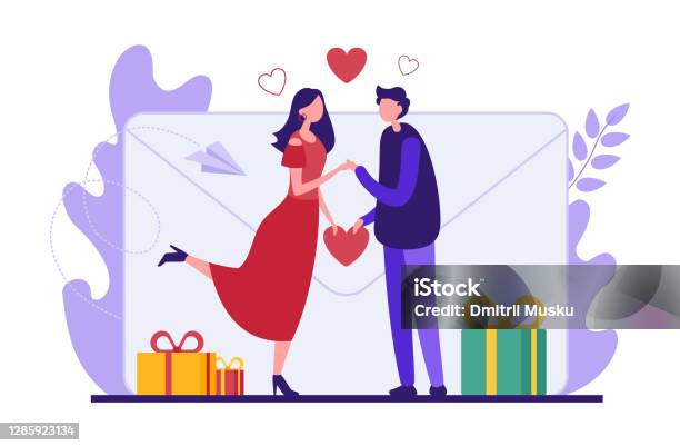 Cartoon Couple In Love Celebrating Valentine Day Stock Illustration -  Download Image Now - Valentine's Day - Holiday, Holding Hands, Couple -  Relationship - iStock