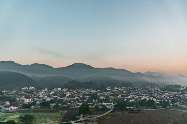 Sunrise view of the Chinese historic architecture in Xidi village, in Anhui province, China.