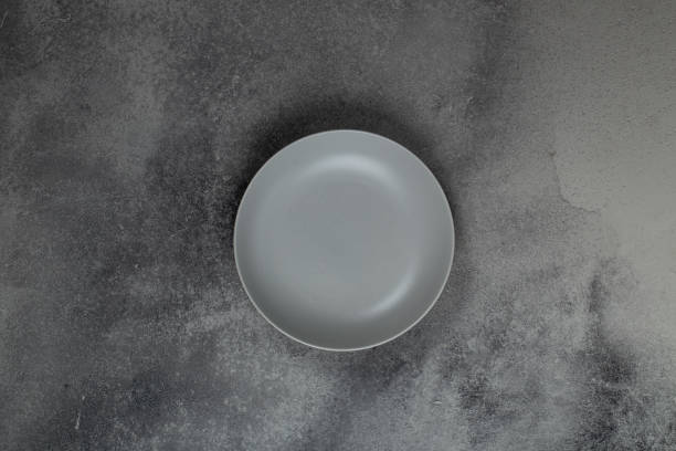 istock Vintage Rustic Plate on beautiful Stone textured background. Minimalist Style. Template for Poster Banner Cooking Baking Workshop Course 1285926297