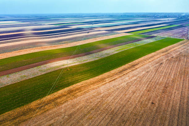 istock Aerial view over agricultural fields 1285927554