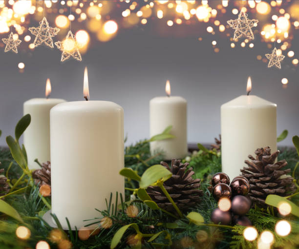 istock Four burning candle in advent season 1285929172