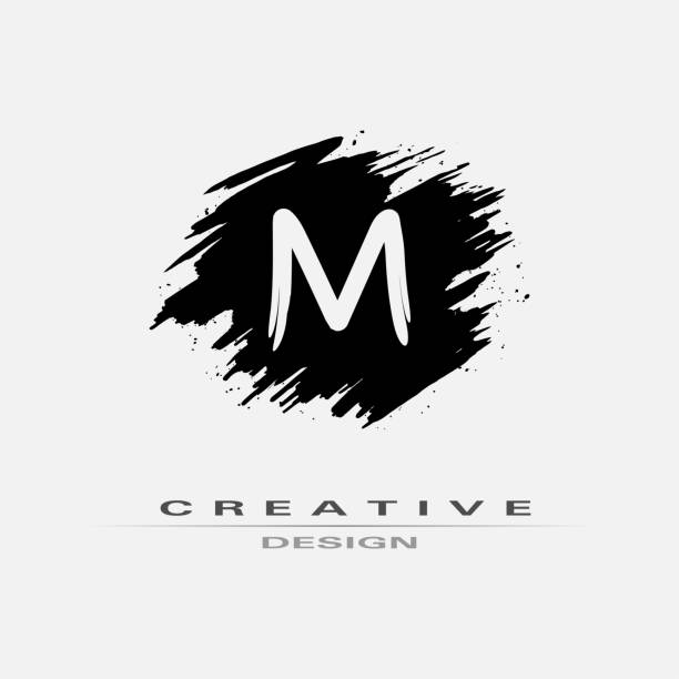 Letter M With Brush Stroke And Splatter Elements Handwritten Brush Stroke  Letter M Design Creative Template Suitable For Company Type Emblem Monogram  Jewelry Cosmetic Brand Name Stock Illustration - Download Image Now -
