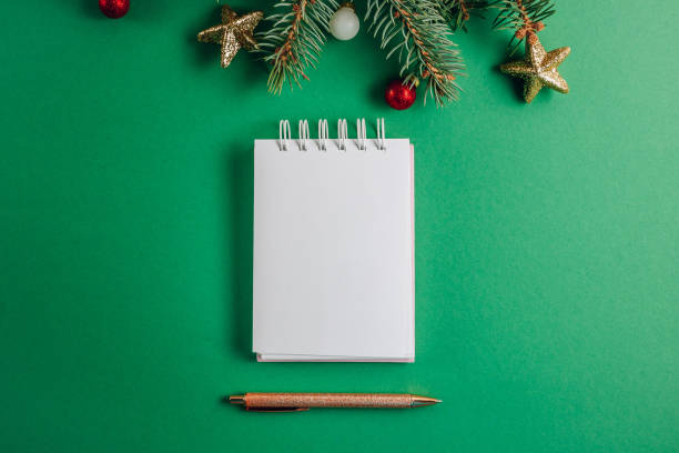 istock Christmas empty blank for letter to Santa, checklist or your wishlist, advent activity on green 1285929774