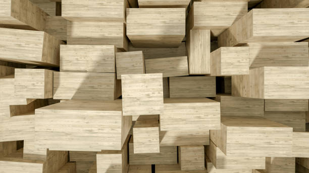 istock Lumber, Stacked wooden planks background 1285932031