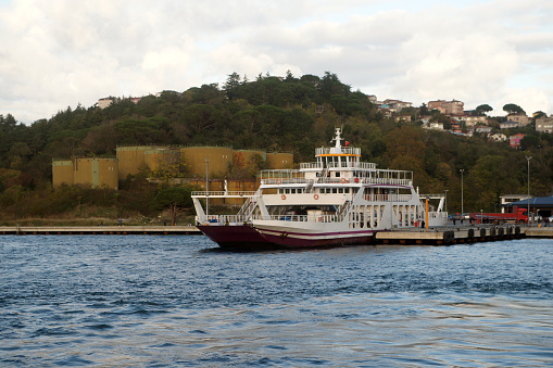 Single ferry carrying vehicles in Istanbul, Bosphorus