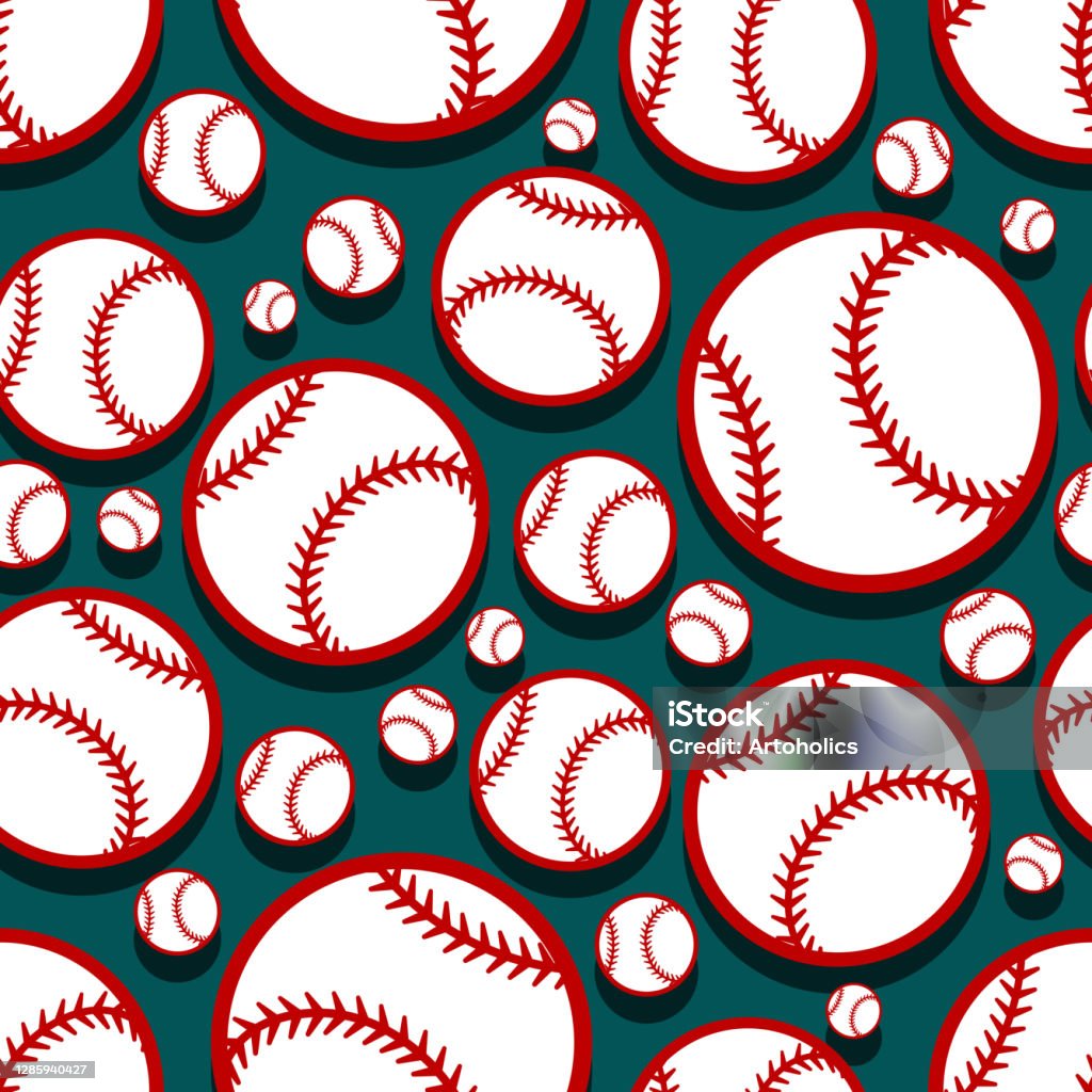 Baseball Softball Pattern Baseball Ball Softball Seamless Pattern Vector Art Graphics Stock ...