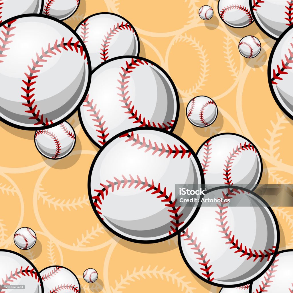 Baseball Softball Pattern Baseball Ball Softball Seamless Pattern Vector Art Graphics Stock ...