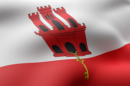 3d rendering of Gibraltar flag waving