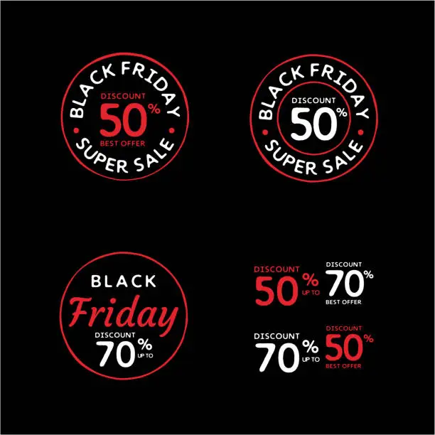 Vector illustration of Vintage retro Black friday discount badge stamp vector pack