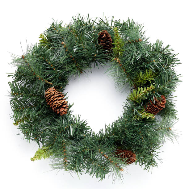 istock Christmas wreath isolated on white background 1285942491