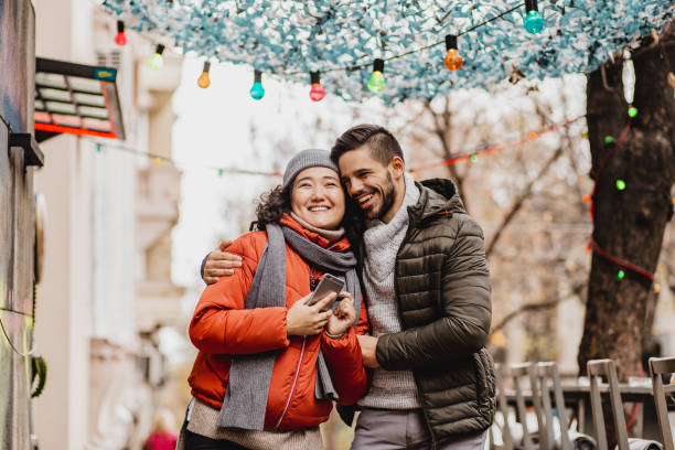 istock Young couple outdoors during holidays 1285943434