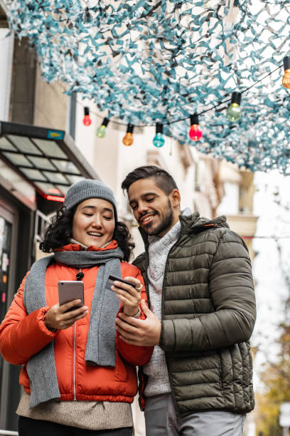 istock Young couple shopping online during holidays 1285943437