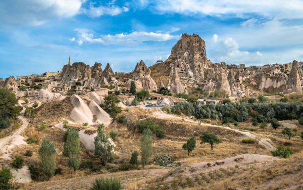 Uchisar natural rock castle and town, Cappadocia, Central Anatolia, Turkey Uchisar natural rock castle and town, Cappadocia, Central Anatolia, Turkey Goreme stock pictures, royalty-free photos & images