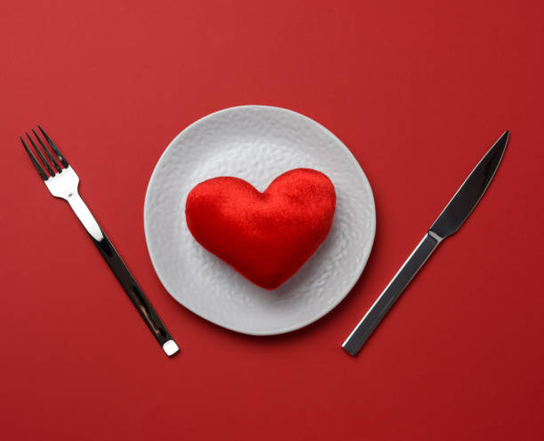 istock red heart lies in a white ceramic plate on a red background 1285946020