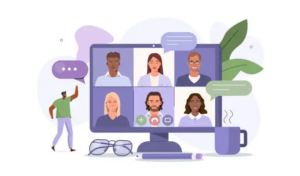 Vector illustration of video conference