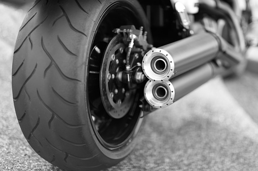 Motor cycle exhaust and tire